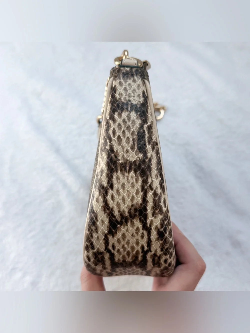 Coach Teri Shoulder Bag CC323 in Signature Canvas/Embossed Snakeskin EUC